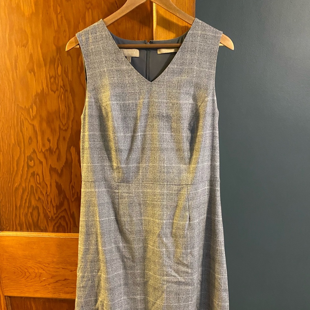 Talbots, Sleeveless Grey Checked Dress